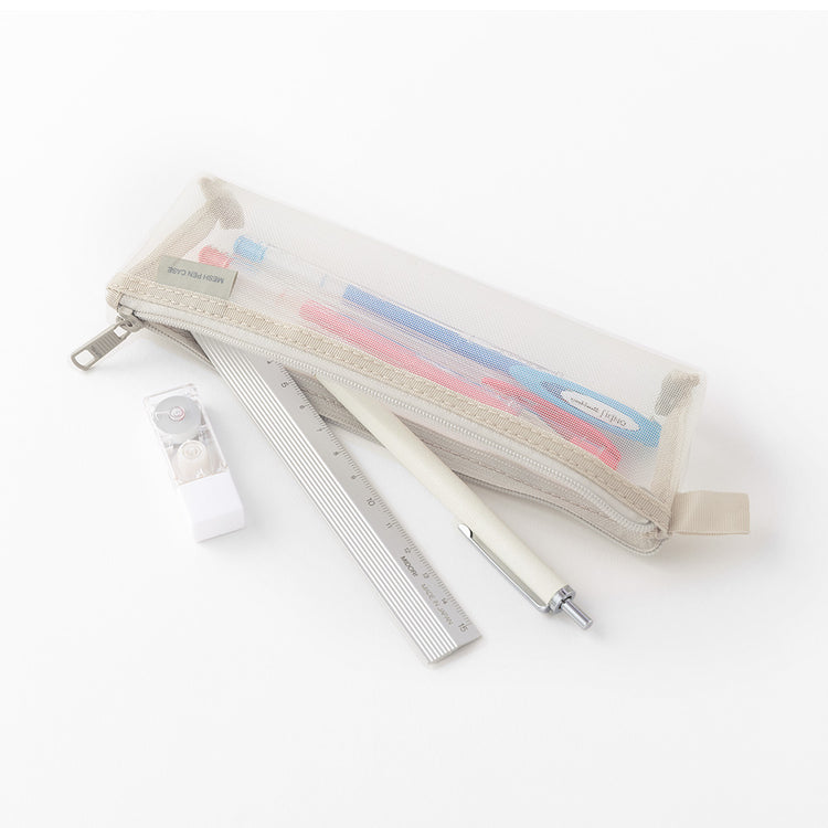 Midori CL Mesh Mini Pen Pouch — Gray — with packaging