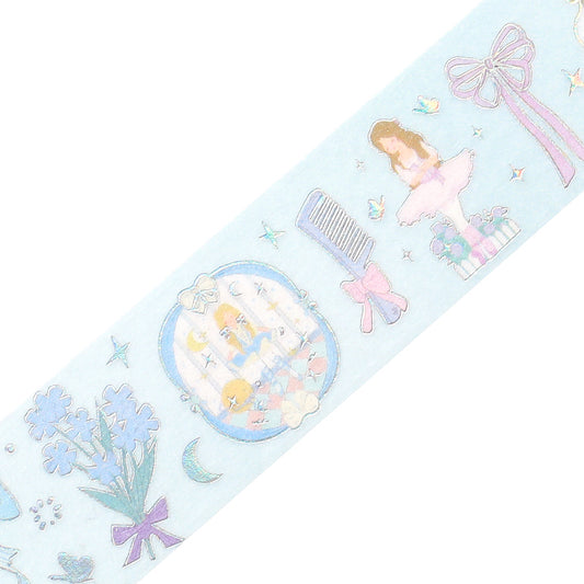BGM Foil Stamping Masking Tape — Ballerina Blue — pattern detail