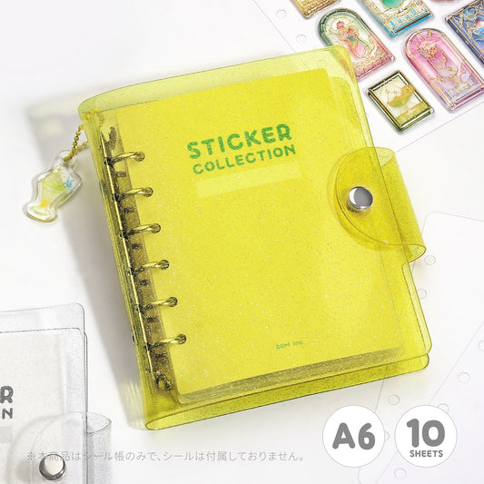 BGM Notebook-Style Sticker Book — A6 Glitter Yellow — sticker detail