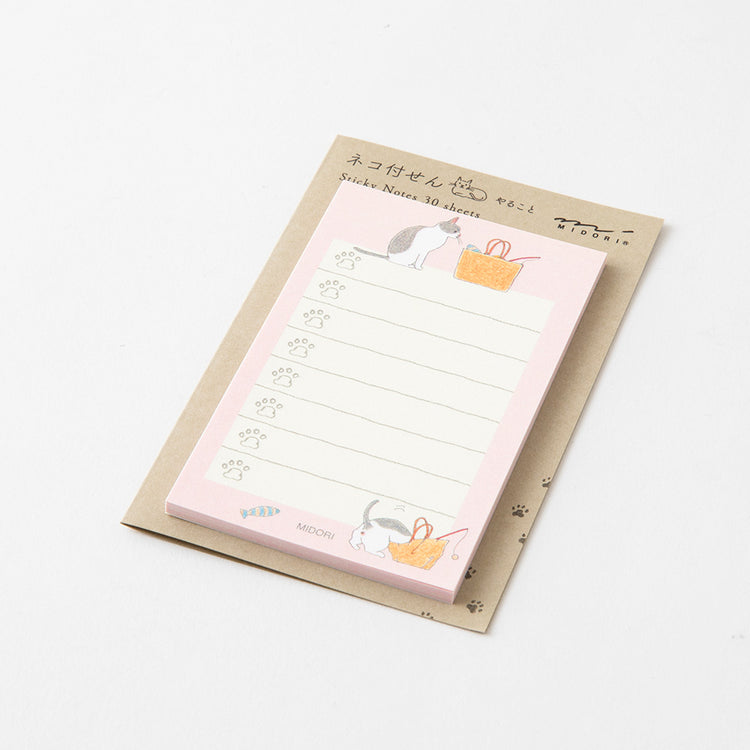 Midori Sticky Notes To-Do — Cat Pink — flat lay