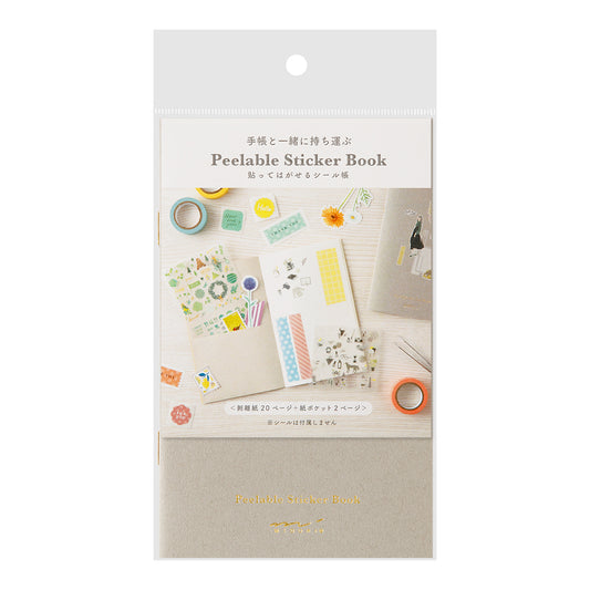 Midori Sticker Book with Pocket — Gray — front view