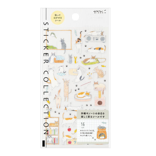 Midori Sticker <M, 1 Sheet> — Cat — sheet front