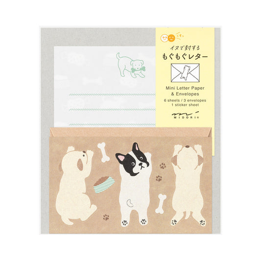 Midori Mini Letter Set with Stickers — Hungry Dog — front view