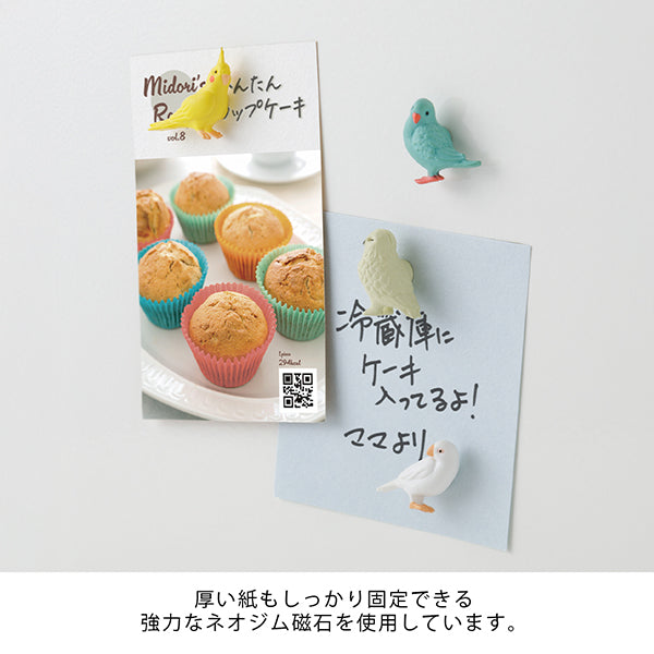 Midori Miniature Magnet <Set of 4> — Bird B — with packaging