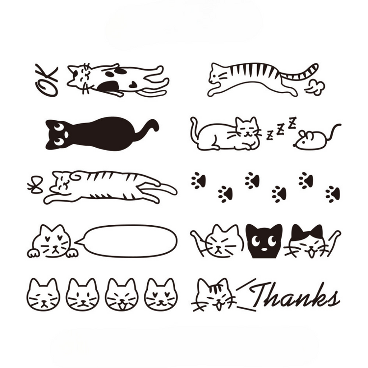 Midori Paintable Rotating Stamp — Cat — flat lay