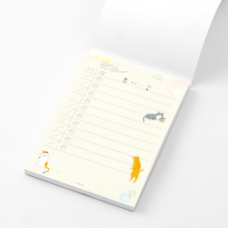 Midori To-Do Memo Pad — Cat — angle view