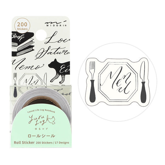Midori Yuru Log Roll Sticker - Calligraphy