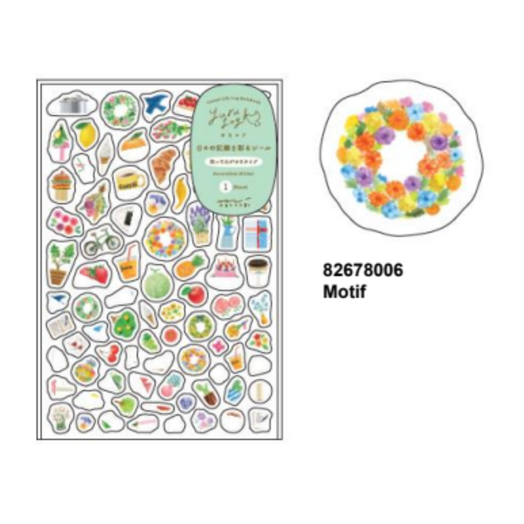 Midori Yuru Log Sticker <1 Sheet> — Motif — flat lay