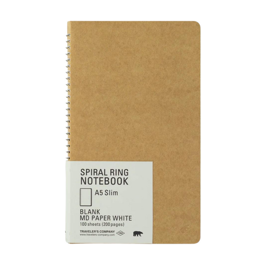 Traveler's Spiral Ring Notebook (A5 Slim) — Blank MD Paper White — front view