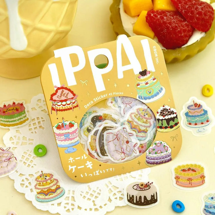 BGM Foil Stamping Flake Seal: Ippai — Full of Whole Cakes — close-up