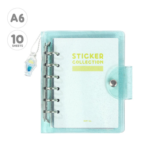 BGM Notebook-Style Sticker Book — A6 Glitter Light Blue — sheet front