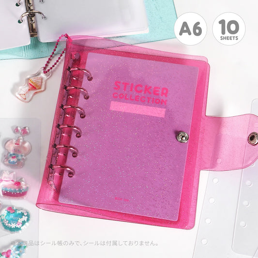 BGM Notebook-Style Sticker Book — A6 Glitter Pink — sticker detail