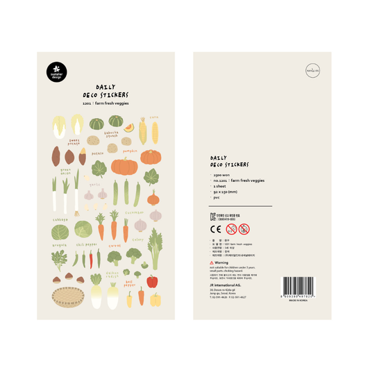 Suatelier Daily Deco Sticker — Farm Fresh Veggies — sheet front