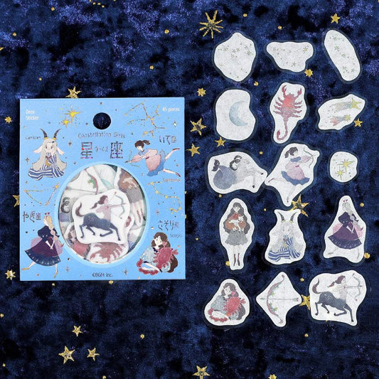 BGM Foil Stamping Flake Seal: Star Poem — Scorpio, Sagittarius & Capricorn — sheet front