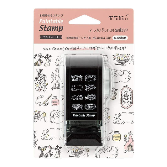 Midori Paintable Rotating Stamp Dial — Antique — stamp front