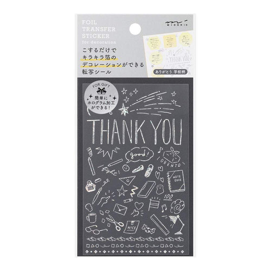Midori Foil Transfer Sticker for Decoration — Thank You School — sheet front