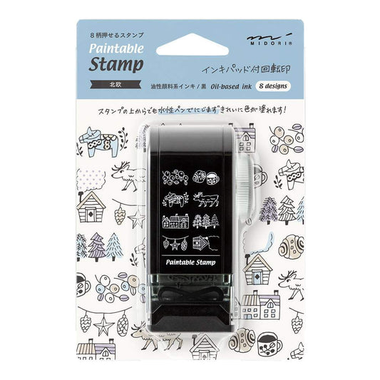 Midori Paintable Rotating Stamp Dial — Nordic Motif — stamp front