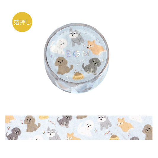 BGM Foil Stamping Masking Tape — I love Dog — roll front
