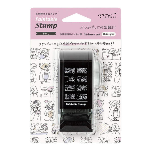 Midori Paintable Rotating Stamp Dial — Life — stamp front
