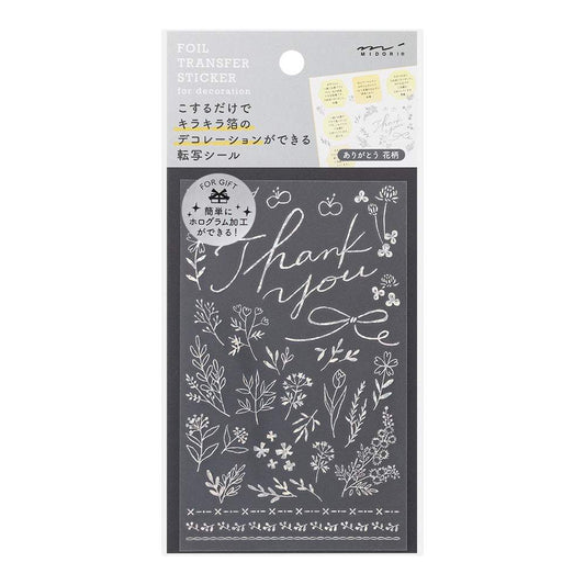 Midori Foil Transfer Sticker for Decoration — Thank You Flower — sheet front