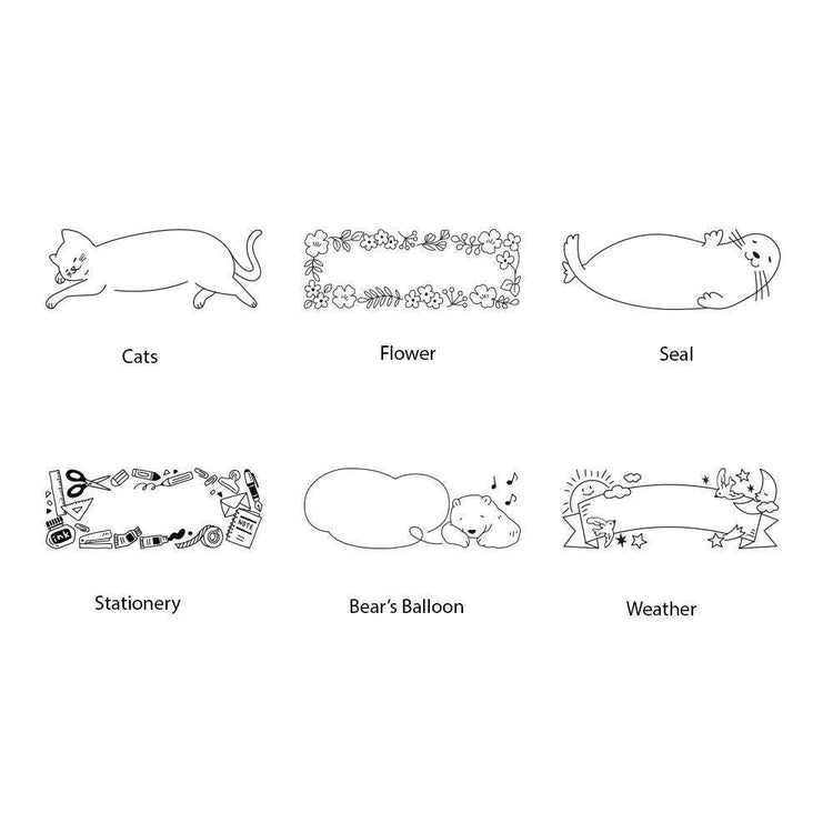 Midori Pre-inked Paintable Stamp <Half Size> — Cat — stamp front