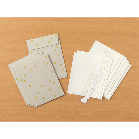 Midori Letter Paper & Envelopes with Stickers — Bichon Frise — detail view