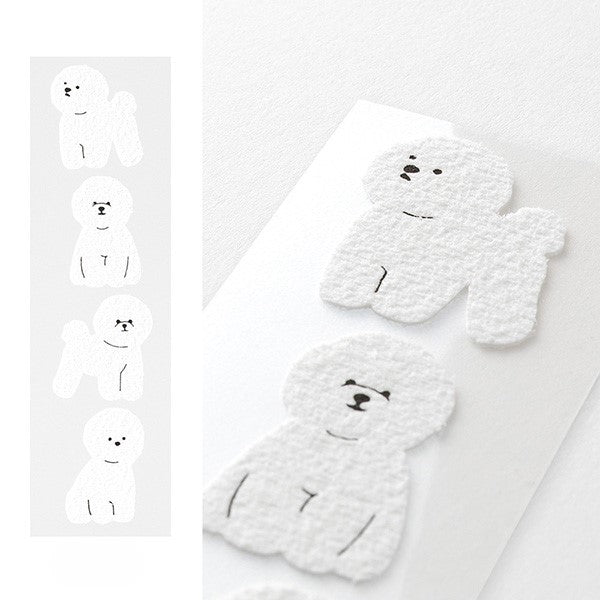 Midori Letter Paper & Envelopes with Stickers — Bichon Frise — flat lay