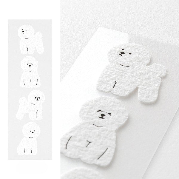 Midori Mini Letter Paper & Envelopes with Stickers — Bichon Frise — flat lay