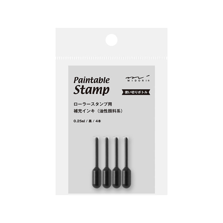 Midori Paintable Stamp Roller Refill Ink — Black — angle view