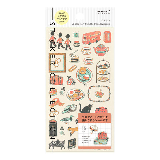 Midori Sticker — British Motifs — sheet front