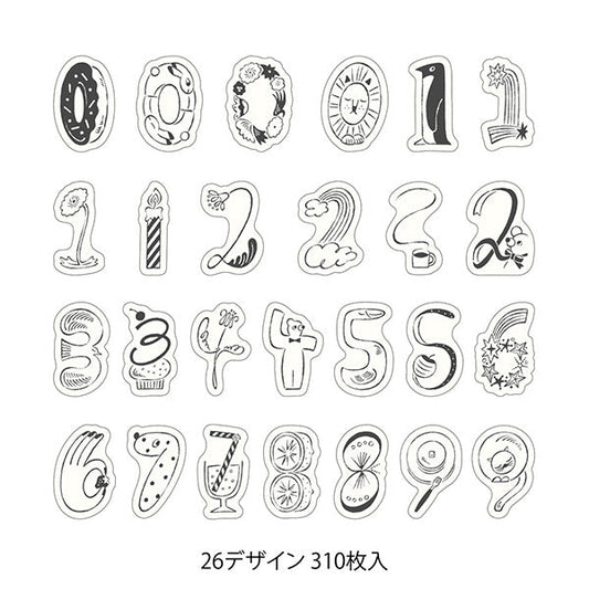 Midori Yuru Log Roll Sticker - Numbers