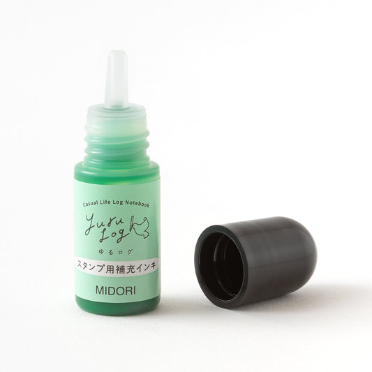Midori Yuru Log Pre-inked Stamp Refill Ink — Green — detail view