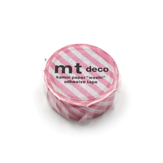 mt 1P Stripe Washi Tape — Aurora Pink — roll front