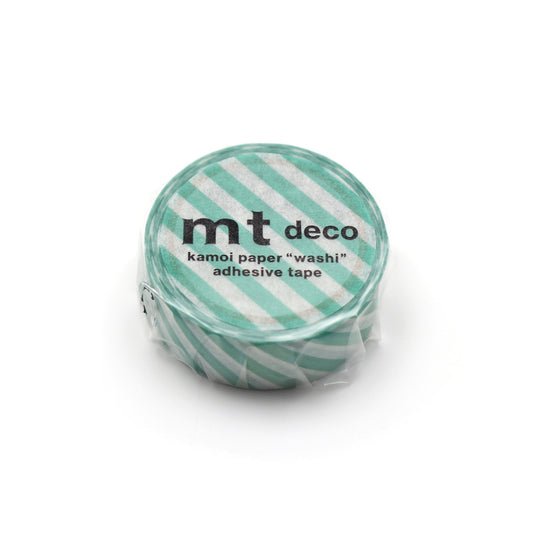 mt 1P Stripe Washi Tape — Emerald Green — roll front