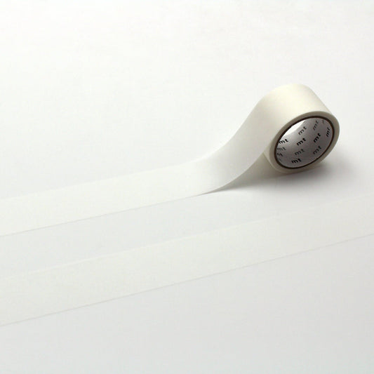 mt KakuKaku Washi Tape — White 24mm — roll front