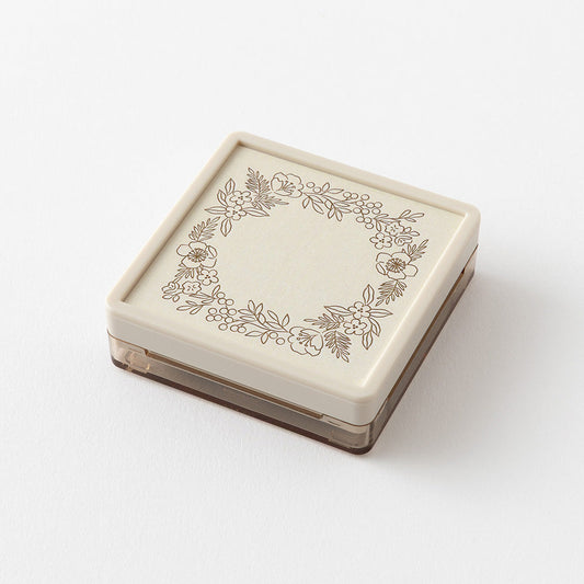 Midori Paintable Stamp Pre-inked Soft Color - Floral Decoration Brown
