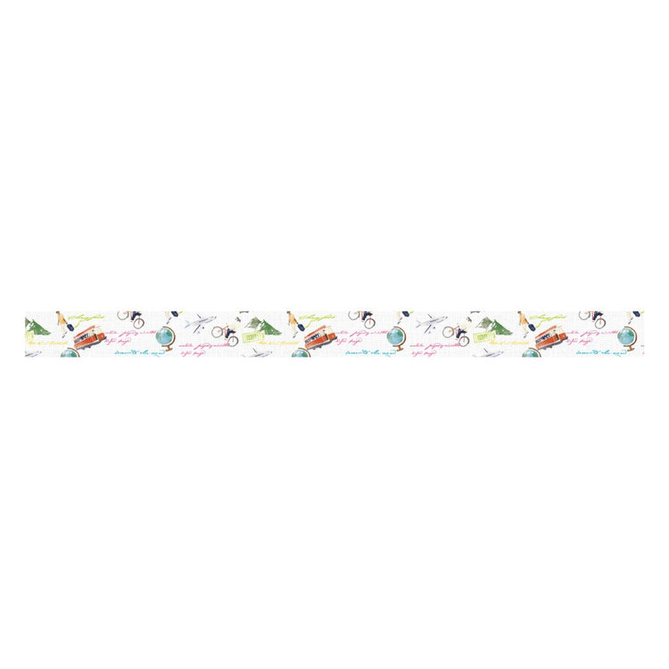 mt EX Washi Tape — World Words and Illustrations — rolled out on paper