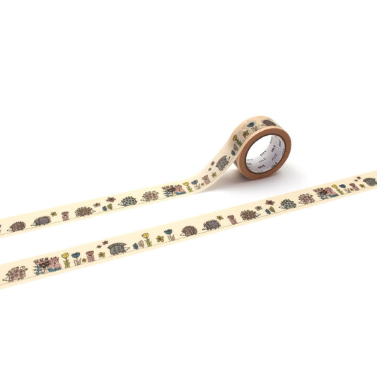 mt x Lisa Larson Washi Tape — Hedgehog Garden — roll front
