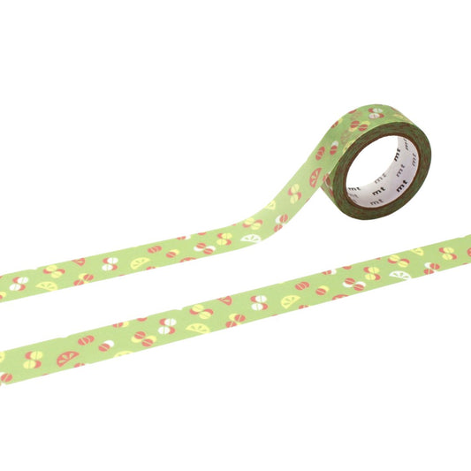 mt 1P Kamoi Retro Design Washi Tape — Small Pattern — roll front