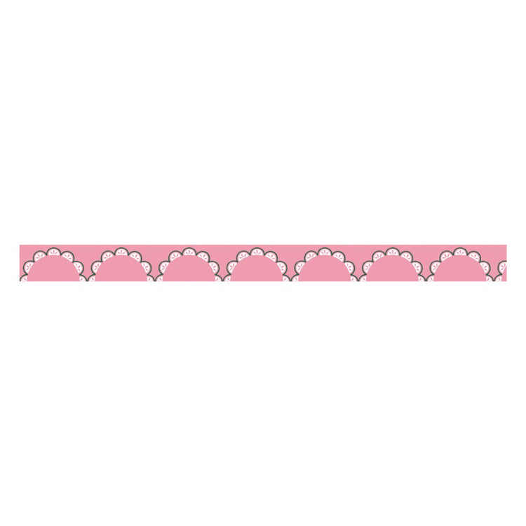 mt 1P Kamoi Retro Design Washi Tape — Floral Lace — rolled out on paper