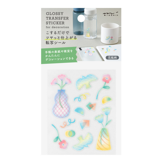 Midori Glossy Transfer Sticker — Flower Vase — sheet front
