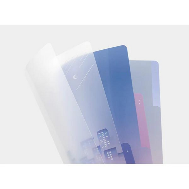Midori A4 3-Pocket Clear Folder — City Pop — angle view