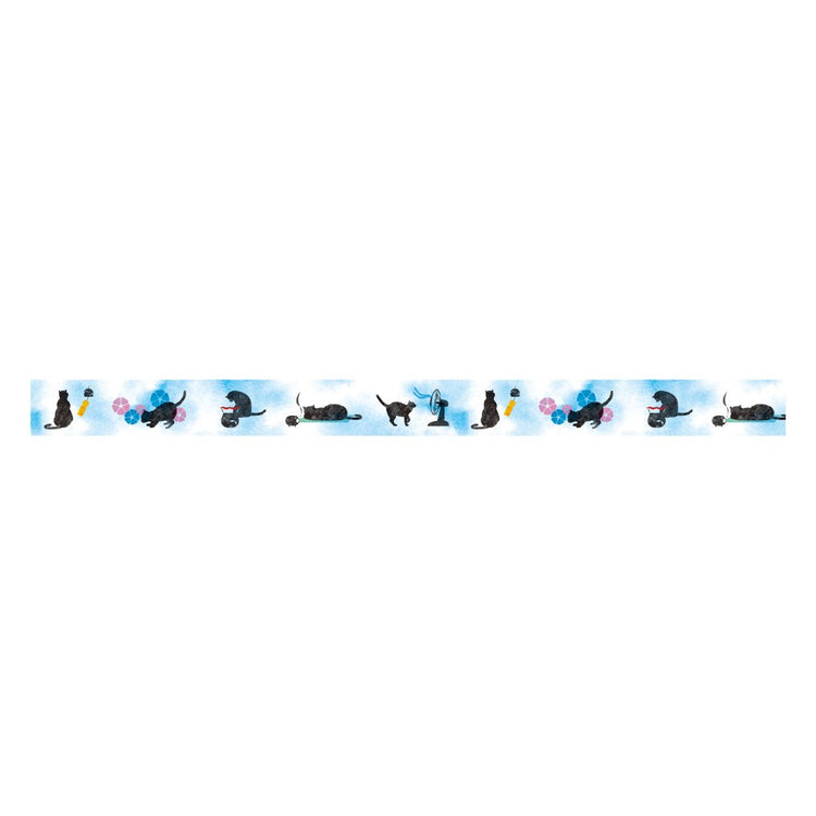 mt EX Washi Tape — Summer Cat — rolled out on paper