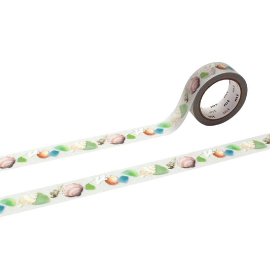 mt EX Washi Tape — Sea Glass and Shells — roll front