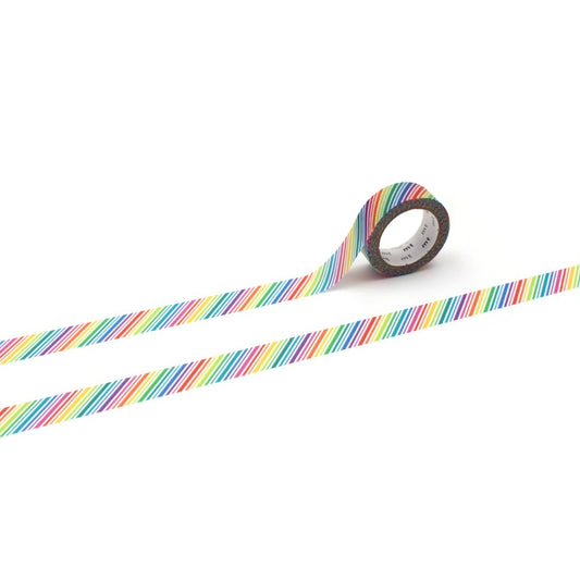 mt 1P Kamoi Washi Tape — Rainbow Stripe — roll front