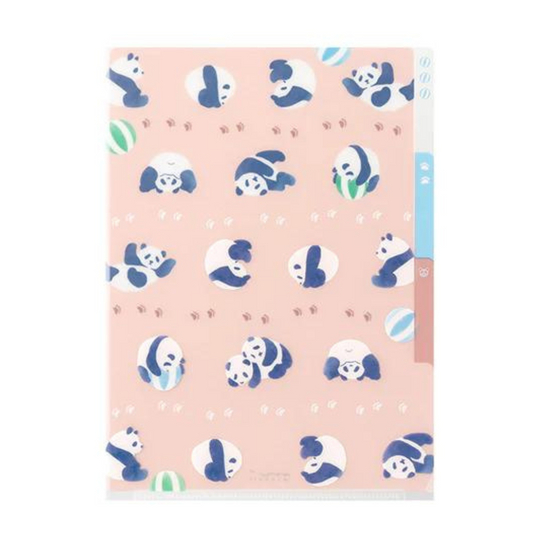 Midori A5 3-Pocket Clear Folder — Panda — front view