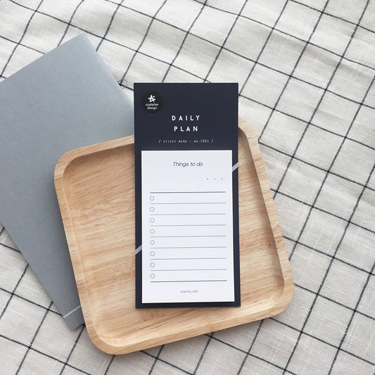 Suatelier Daily Plan Sticky Memo Black — front view
