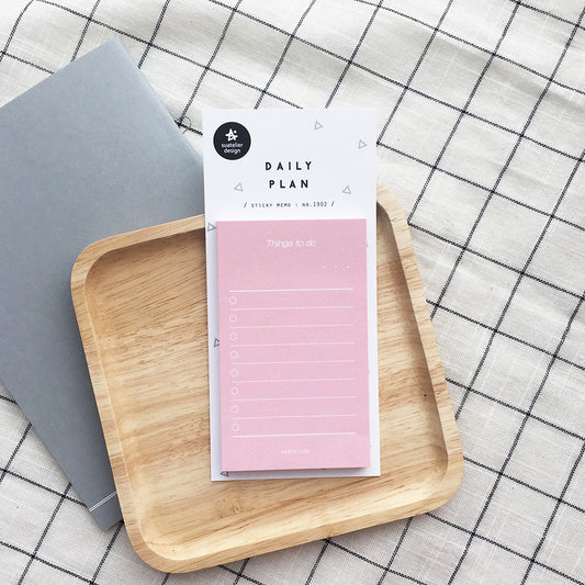 Suatelier Daily Plan Sticky Memo Pink — front view
