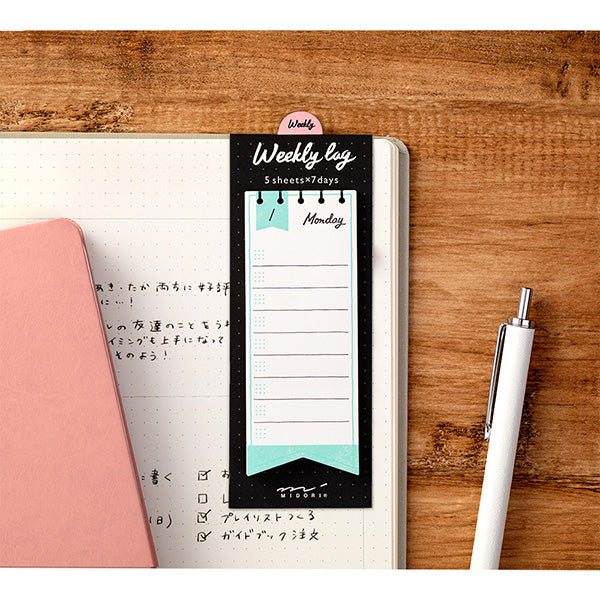 Midori Journal Sticky Notes — Weekly Ribbon — front view