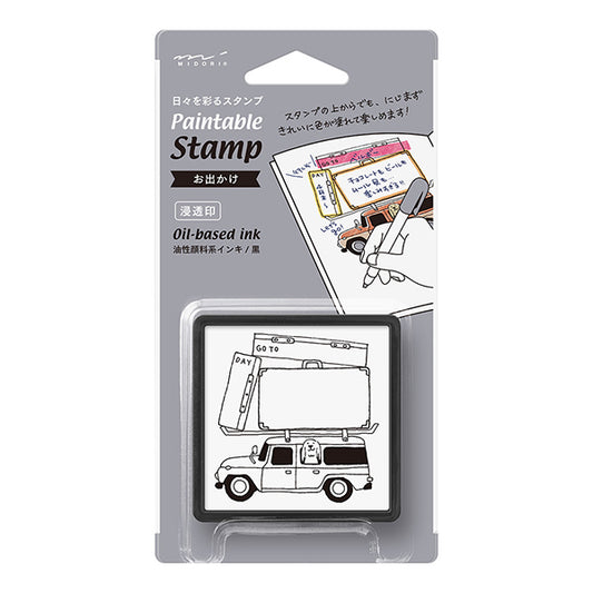 Midori Pre-inked Paintable Stamp — Going Out — stamp front